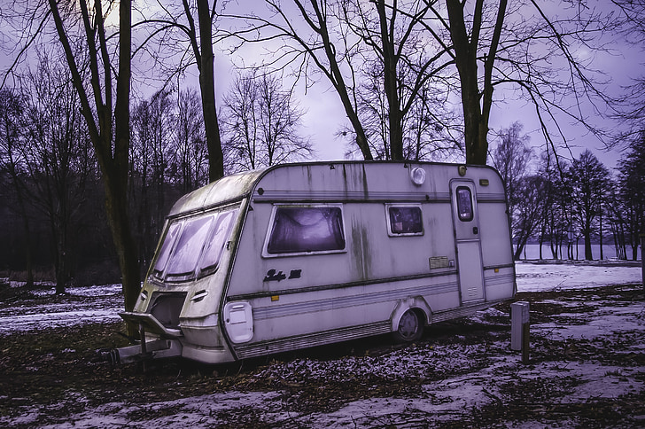 Camper, Trailer, antiguo, abandonado, viajes, vehículo, recreación