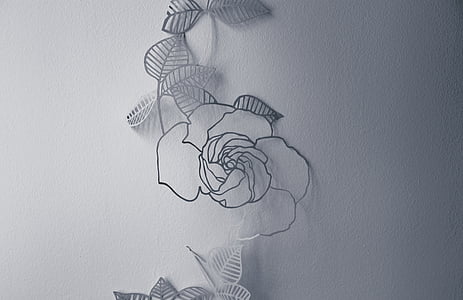 photo, rose, wire, wall, decor, white, flower