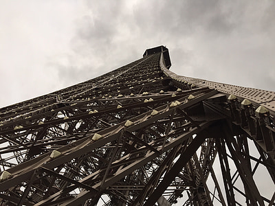 paris, eiffel tower, steel, cloud, france, architecture, landmark