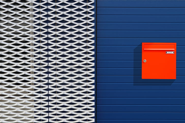 metal expandido, caixa de correio, edifício, azul, arquitetura, Casa, estrutura