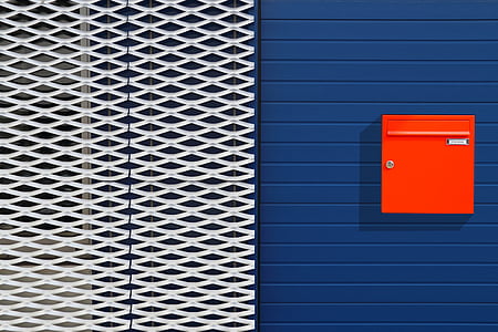 expanded metal, mailbox, building, blue, architecture, home, structure