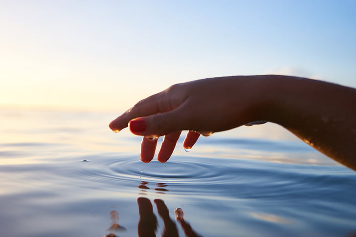 right, human, hand, touching, body, water, photography