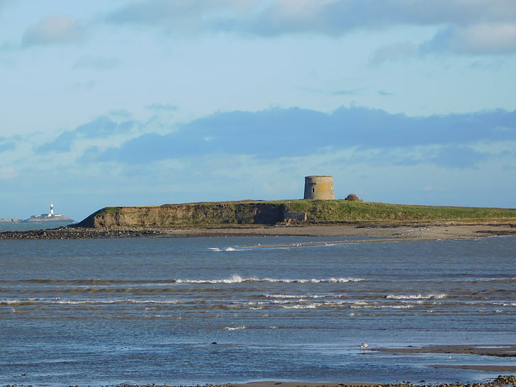 martello tower, shenick island, lighthouse, seascape, sea, water, nature