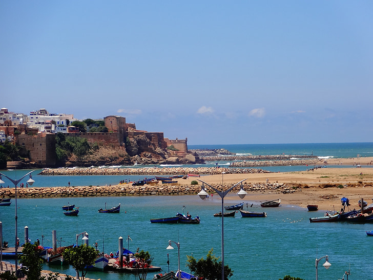 Мароко, Рабат, море, плаж, капитал, град, пейзаж