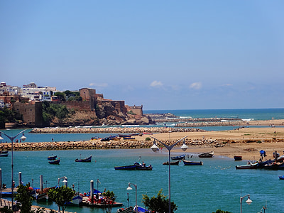 Marokko, Rabat, zee, strand, kapitaal, stad, landschap