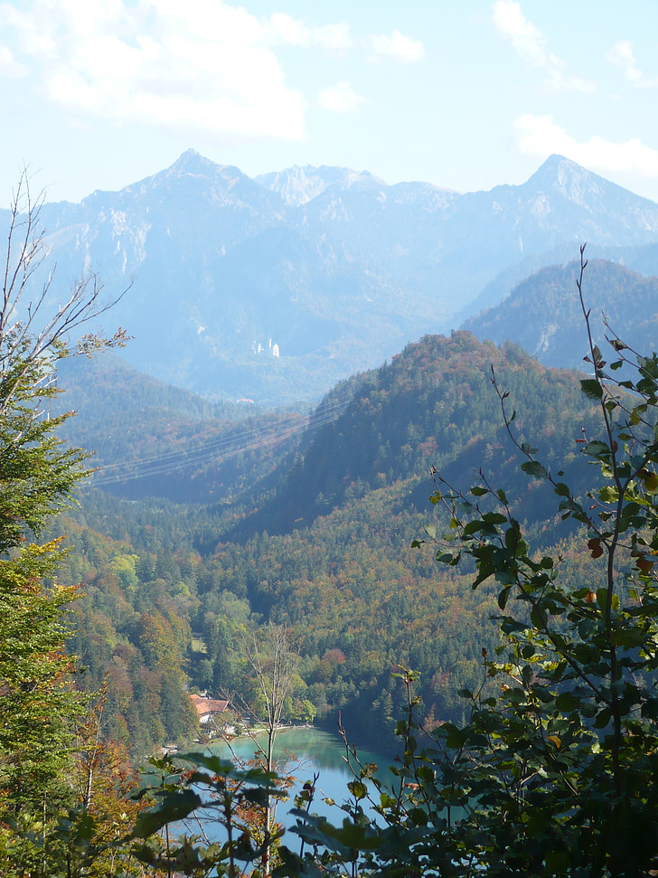 montanhas, natureza, Alpina, Lago, Cimeira, Panorama, azul