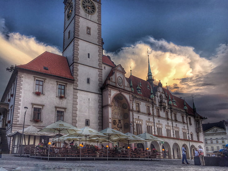 Olomouc, Čehija, HDR, town hall, tirgus, svētku dienas, pilsēta