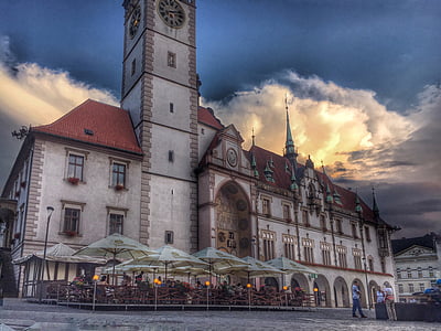 Olomouc, Cseh Köztársaság, HDR, a városháza, a piac, ünnepek, város