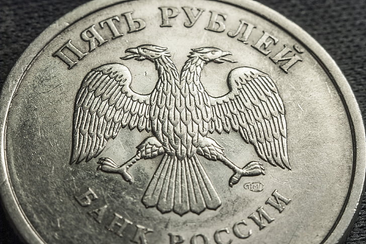 coin, five, ruble, money, finances, russia, income
