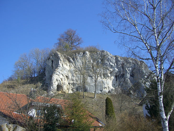 rocha, pedra do castelo, eselsburg, Vale eselsburg, céu, azul, alb de Swabian