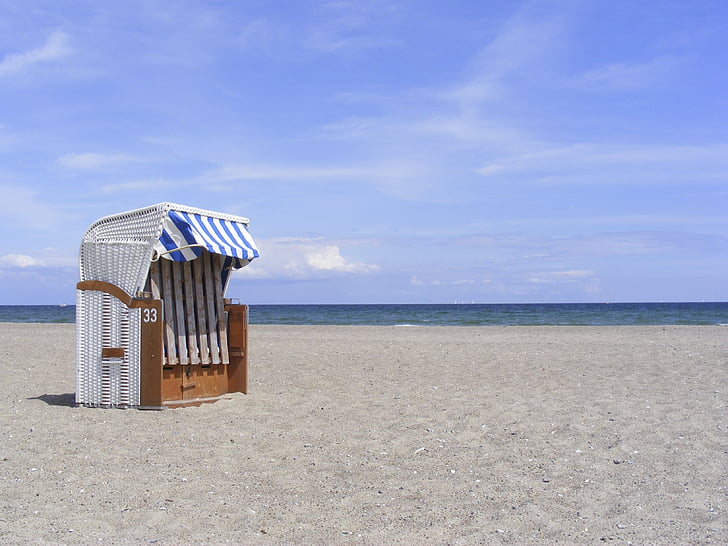 cadeira de praia, praia, Costa, mar, areia