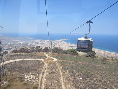 cable car, sicily, air, tourist attraction, sea, water, holiday