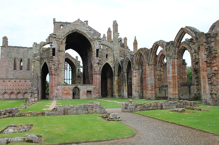 melrose abbey, historical, scotland, ruin, robert the bruce, monastery, cistercian monks