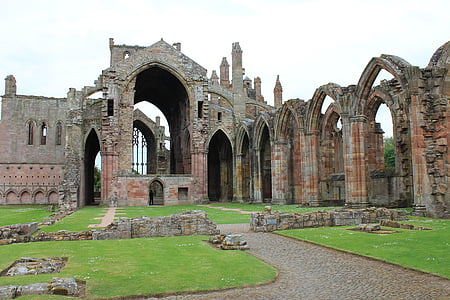 Melrose abbey, Sejarah, Skotlandia, kehancuran, Robert bruce, biara, biksu Cistercian