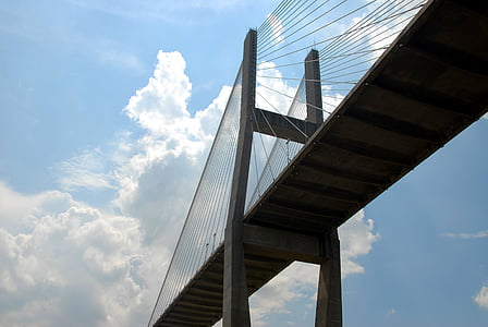 bridge span, bridge, structure, savannah, georgia, river, architecture