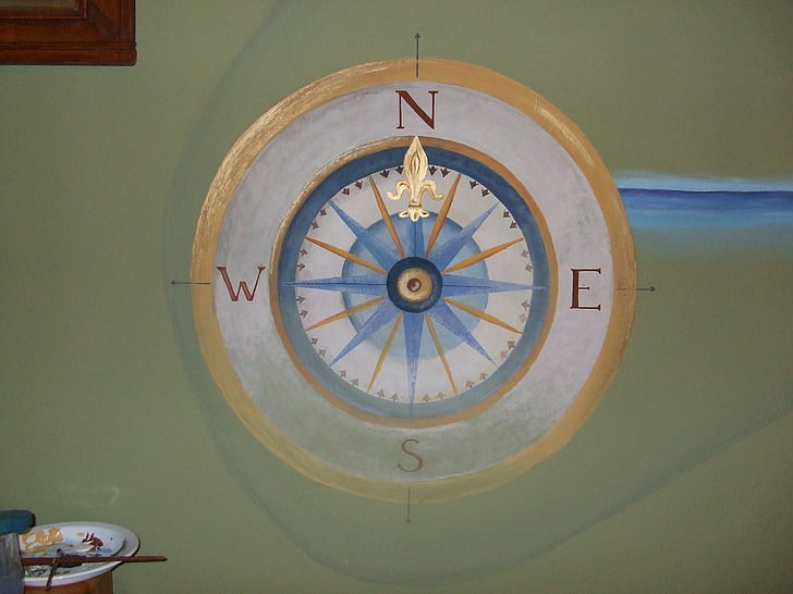 wall painting, compass, falidekor