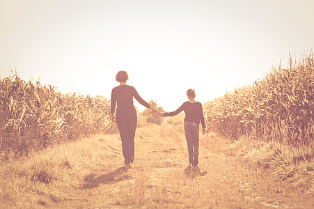 mother, daughter, field, friendship, outdoors, people, nature