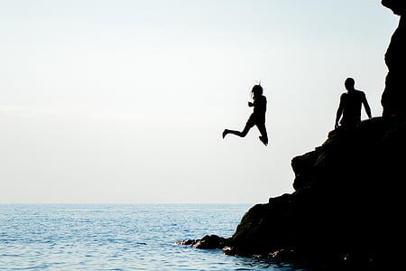 Zdjęcie, osoba, skoków, ciało, wody, morze, Ocean
