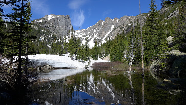 hegyi, Colorado, Colorado-hegységben, Sziklás-hegység, nyári, tó, természet
