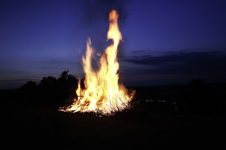 fuego, llama, evolutiva, marca de fábrica, quemar, madera, calor