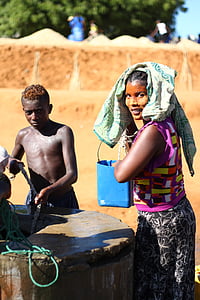 woman, africa, water well, madagascar, water, people, african