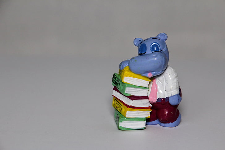 libros, pila de, agotado, überraschungseifiguren, Happy hippo, Finanzas, estudio tiro
