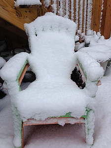 kursi, kursi pantai, kursi Adirondack, musim, putih, dingin, es