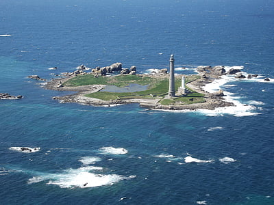 Jomfru ø, Plouguerneau, havet, ø, Finistère, Lighthouse, kystlinje