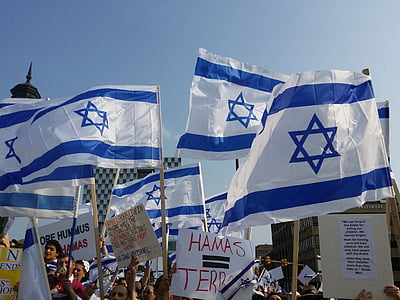 protest, Demonstracja, Izrael, polityczne, znak, transparent, protestujących