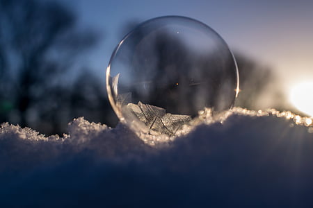 muilo burbulas, Šaldyti, šaldytos burbulas, žiemą, eiskristalle, žiemos, šaldymo