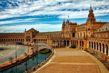 Plaza espana, Seville, Španija, mesto, Urban, stavbe, mejnik