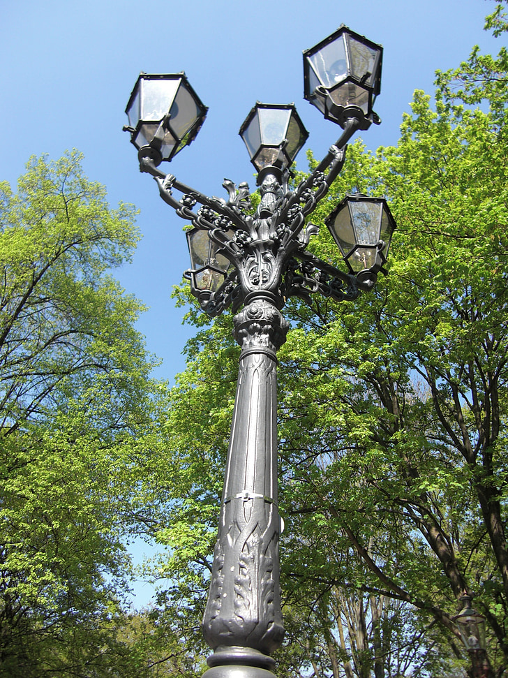 linterna, Berlín, antiguo, luz, históricamente, Lámpara de calle, alumbrado público