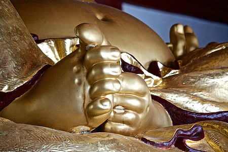 Buddha, jari kaki, rohani, Buddha, emas, berbaring, Suci