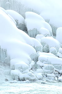 美国瀑布, 尼亚加拉大瀑布, 冬天, 冰, 岩石, 雪, 冻结
