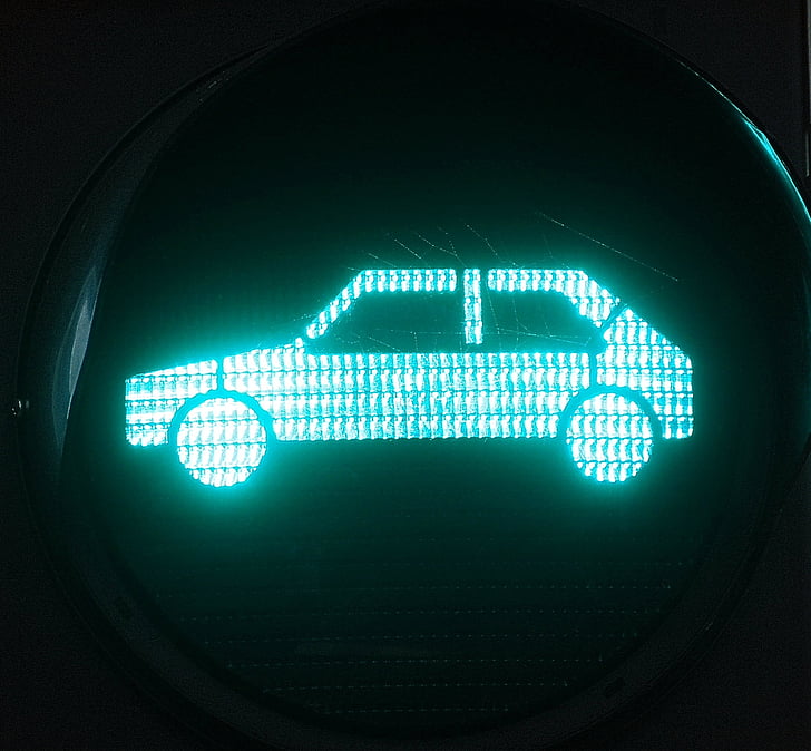 Automático, luzes de tráfego, carro, verde, Dirigir, veículo, caracteres de luz