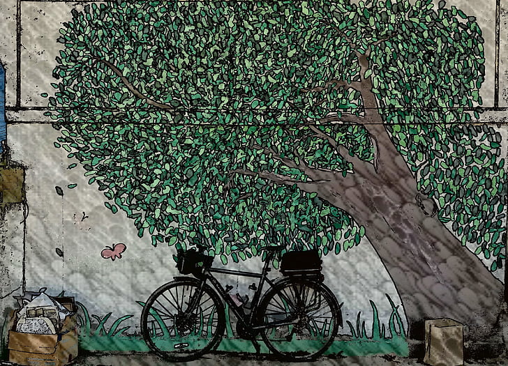 dviratis, Menas, animacinių filmų, tapyba, dizainas, dviratis, ciklas