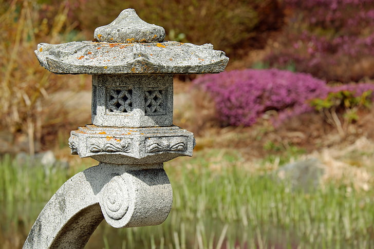 japanese lamp, stone lamp, granite, asian culture, japan, light, mysterious mood
