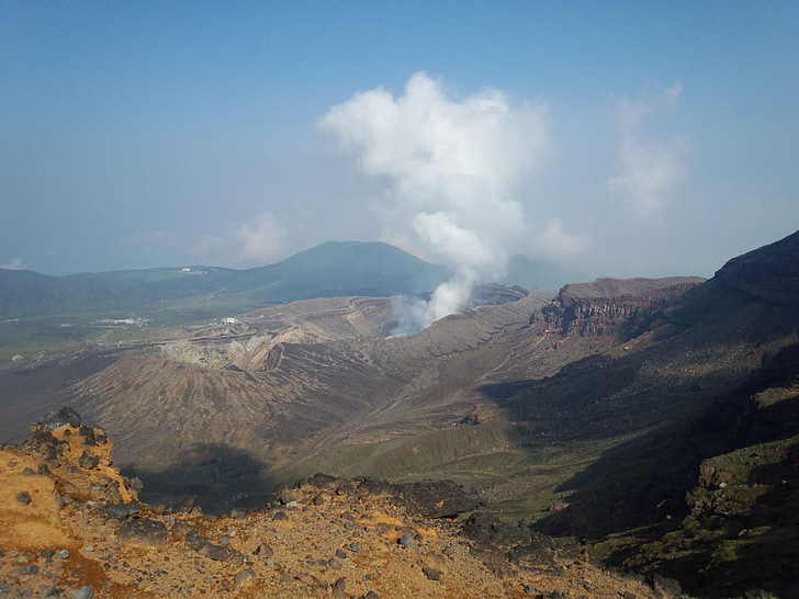 ASO, ηφαίστειο, λοφίο, μπλε του ουρανού, Ιαπωνία, λάβα, το καλοκαίρι