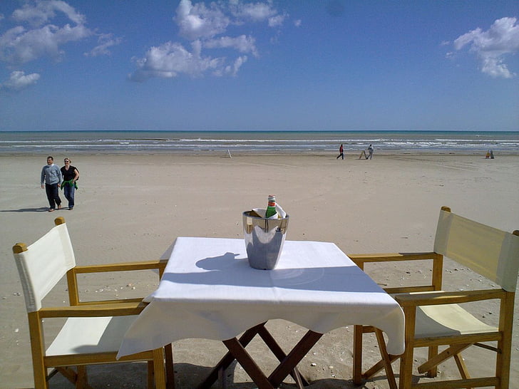 Cervia, sjøen, stranden, solen, ferie, tabell, Restaurant