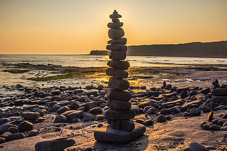 Costa, kimmeridge badia, Dorset, Juràssic Costa, Anglaterra, posta de sol, Mar