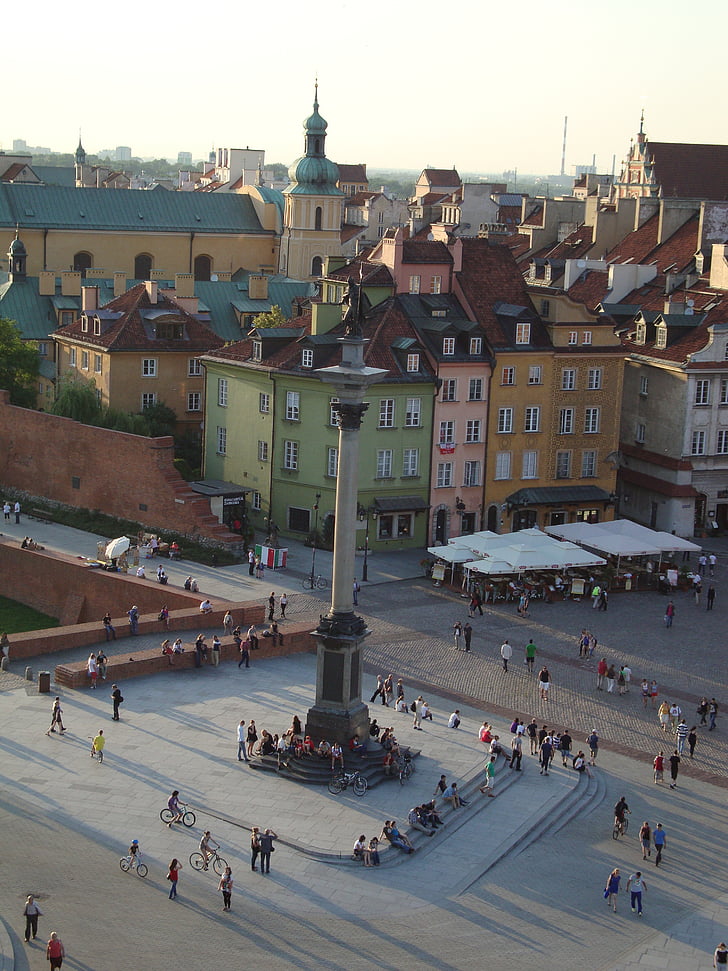 Warszawa, Polen, gamla stan, Sigismunds kolumn, monumentet, personer, Europa