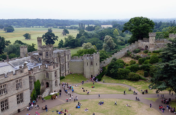 slottet, Warwick, England, middelalderen, arkitektur, bygge, historie