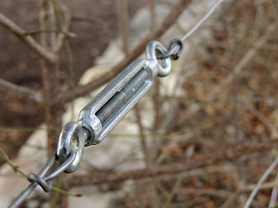 barrier, metal, fence, iron, wire, frozen, bush