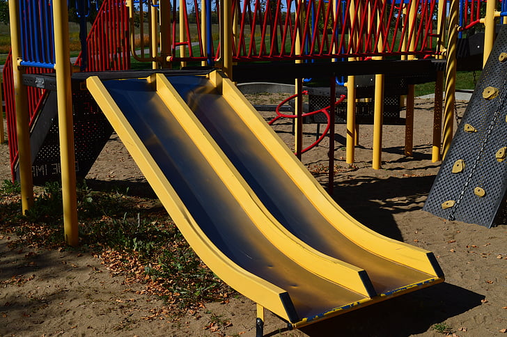 slide, Parque infantil, Parque, infância, jogando, equipamentos, diversões
