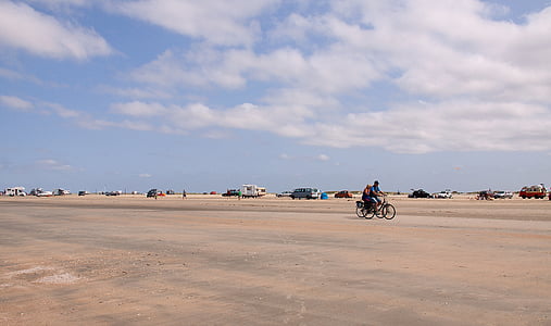 Römö, Lakolk, large, plage, sable, cyclistes, transport