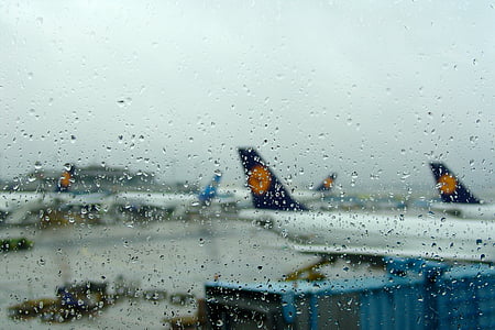 Letiště, déšť, Sbohem, Smutné, vzdálený, letadla, počasí