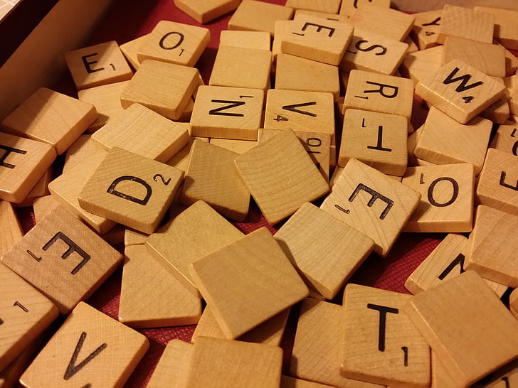scrabble, game, board game, words, letters, puzzle, activity