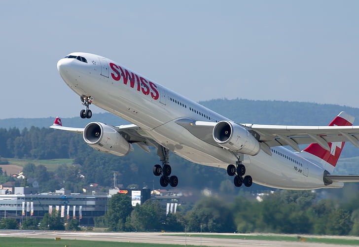 Airbus a330, Swiss airlines, Letiště zurich, Jet, letectví, Doprava, Letiště