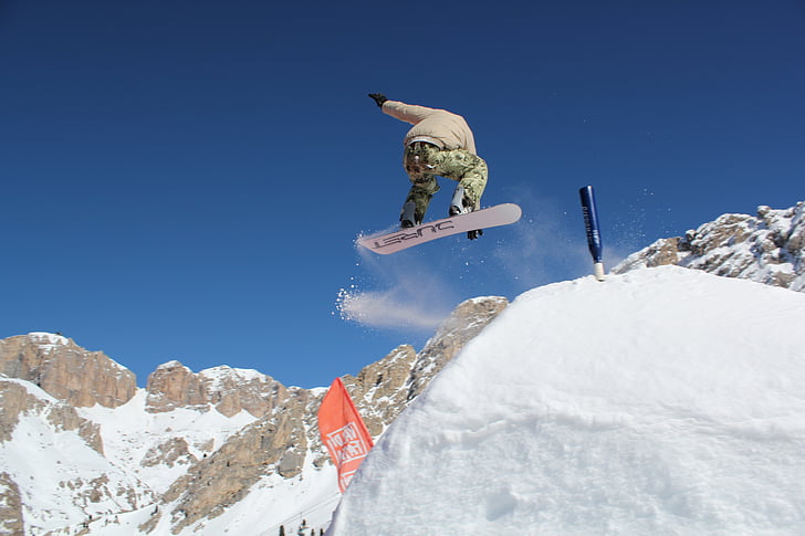 snowboarding, snow, springboard, extreme, sports, winter, jump