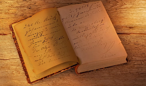 könyv, régi, antik, a könyv oldalain, betűtípus, régi script, kézírás
